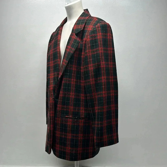 Sag Harbor Blazer Jacket Long Sleeve Plaid Wool Green Red Plus Size 20 W 20W - Picture 5 of 7